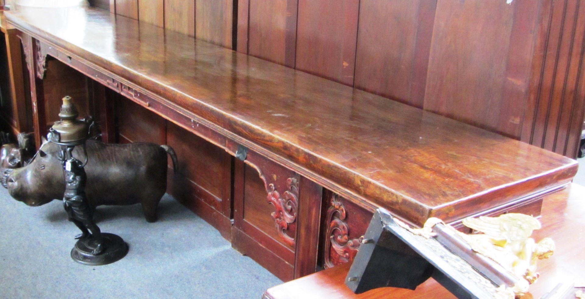 Appraisal: A large late th century Chinese hardwood altar table with