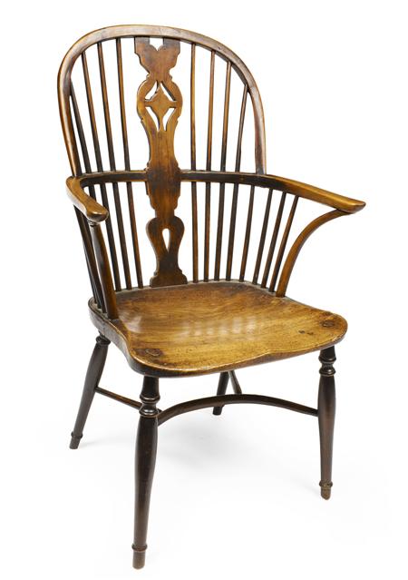 Appraisal: VICTORIAN YEW WOOD AND ELM WINDSOR ARMCHAIR MID TH CENTURY