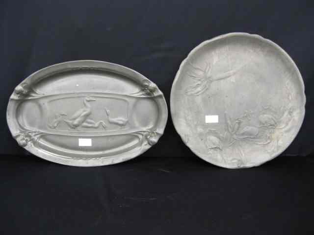 Appraisal: Kayserzinn Victorian Pewter Trays Art Nouveau floral ducks oval ''