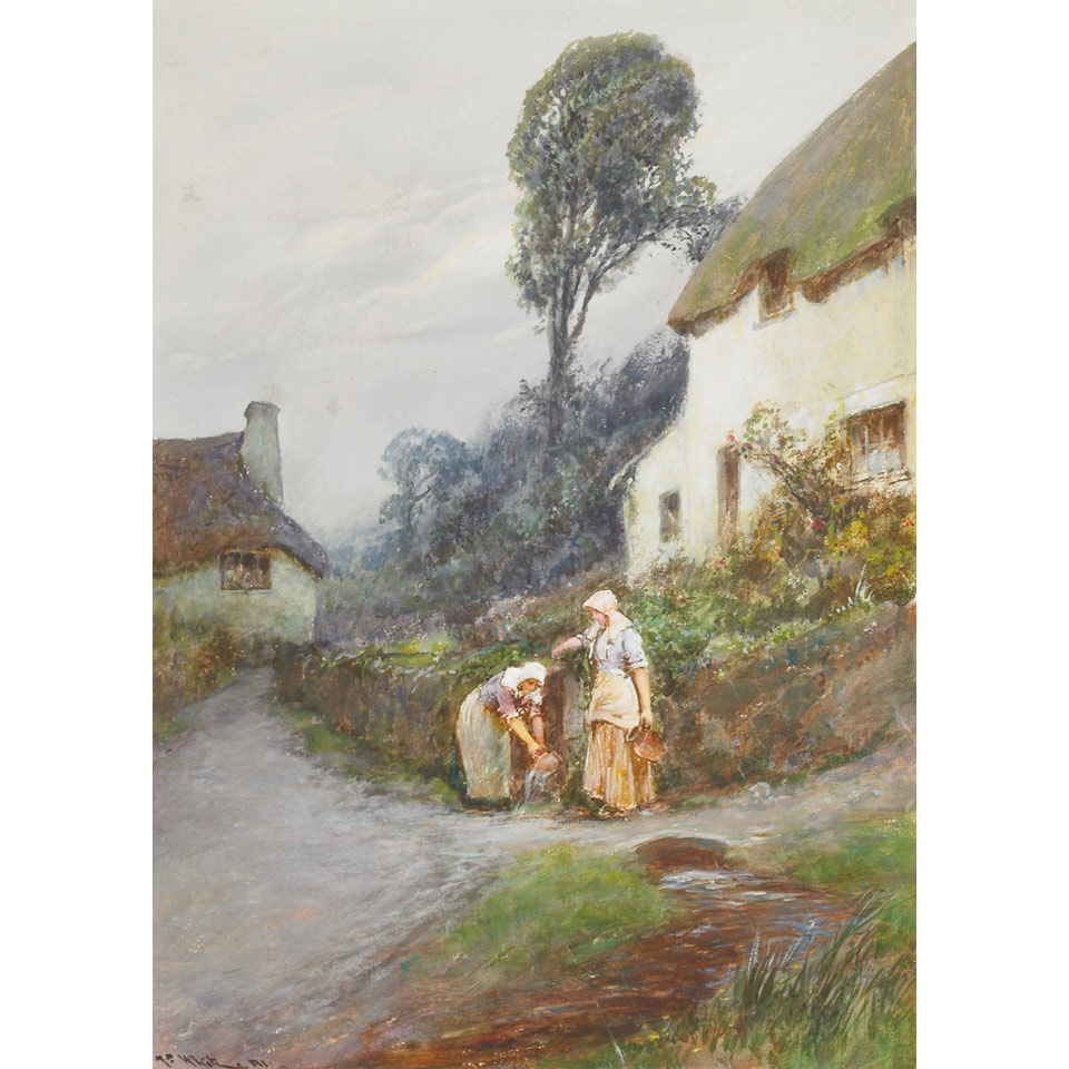 Appraisal: John White - British AT THE WELL NETHERTON DEVON Watercolour