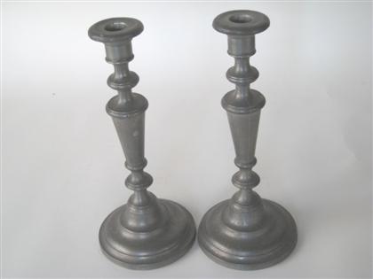 Appraisal: Pair of pewter candlesticks taunton britannia manufacturing co taunton massachusetts