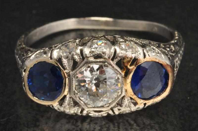 Appraisal: Platinum Diamond Sapphire Ring Description Diamonds ctw Sapphires ctw Nice