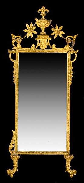 Appraisal: An Italian Neoclassical giltwood mirror late th century The rectangular