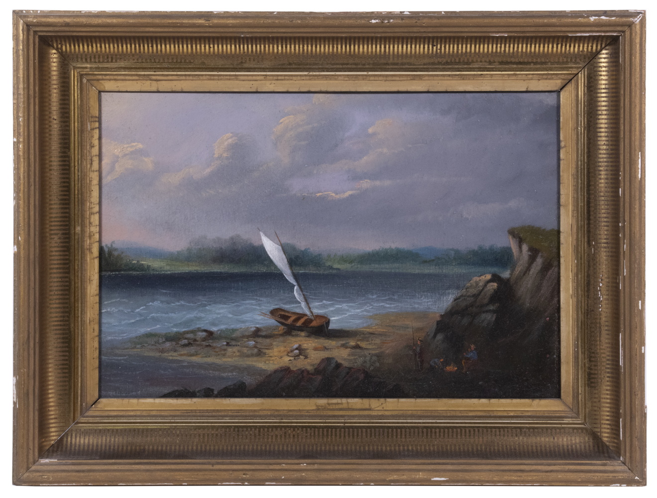 Appraisal: XANTHUS RUSSELL SMITH PA ME - Boat on Lake Shore