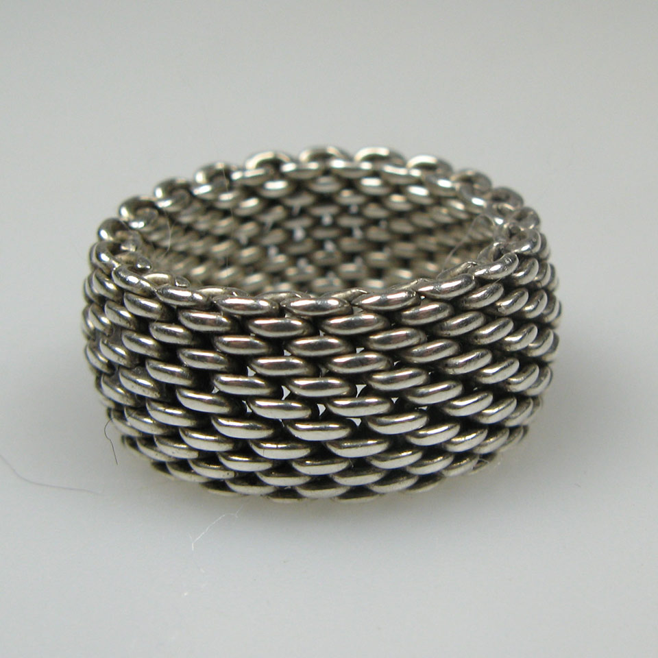 Appraisal: Tiffany amp Co Sterling Silver Mesh Ring Ring size