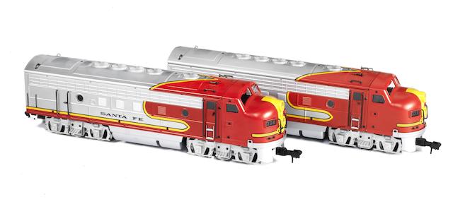 Appraisal: Marklin gauge I -rail Sante Fe Diesel locomotives and wagons