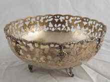 Appraisal: A deep silver circular bowl with pierced and applied vine