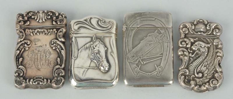 Appraisal: Lot Of Sterling Silver Match Safes Or Vestas Two with