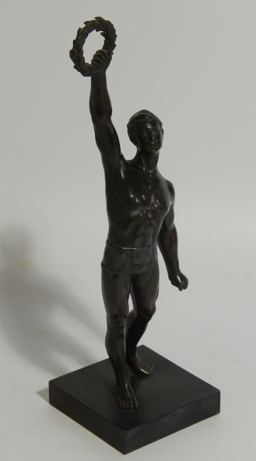 Appraisal: A thC patinated spelter figure of a Greek athlete in