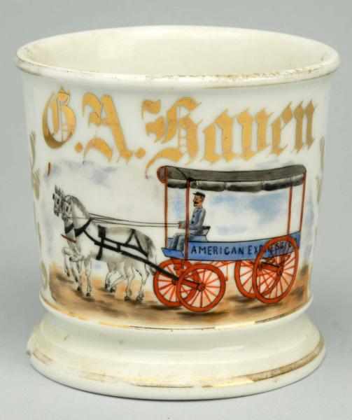 Appraisal: American Express Co Wagon Shaving Mug Gilded G A Gaven