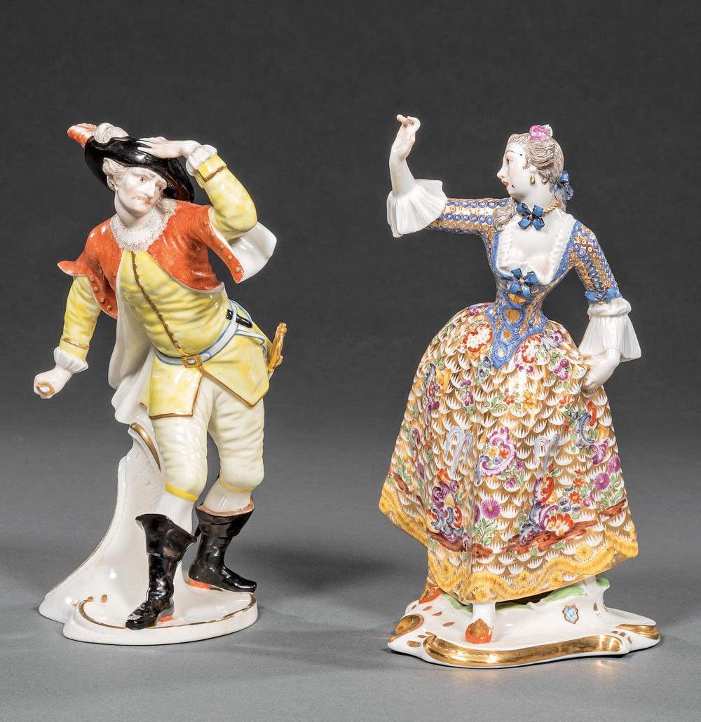 Appraisal: Pair of Antique Nymphenburg Porcelain Commedia dell'Arte Figures of Capitano