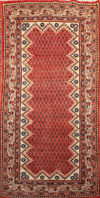 Appraisal: A PERSIAN SEREBAND RUG with rows of boteh on a