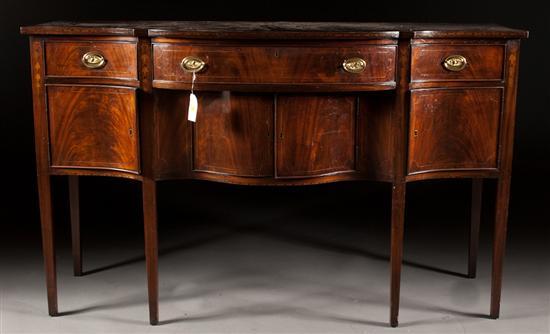 Appraisal: Centennial Federal style carved bellflower and stringer inlaid mahogany shaped