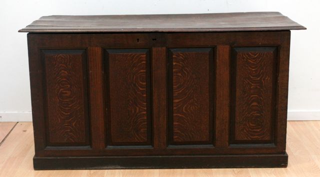 Appraisal: A late th century English oak coffer restorations cm wide