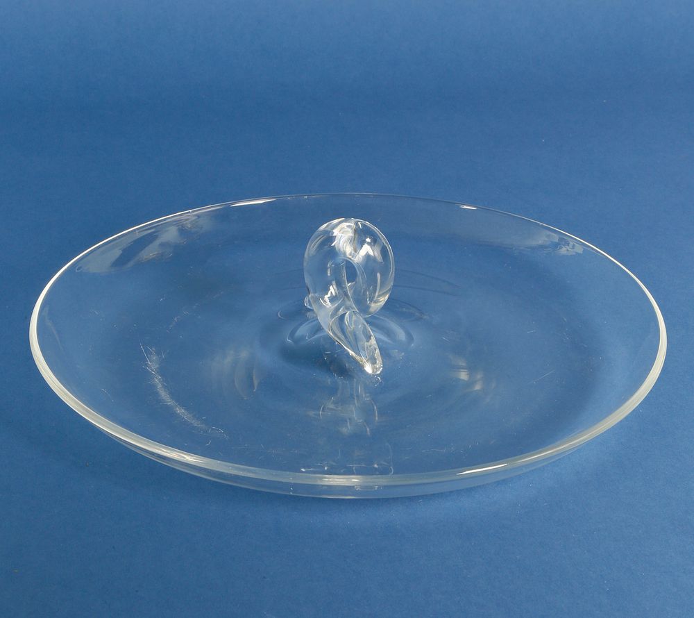 Appraisal: Signed Steuben Clear Crystal Round Snack Tray Signed Steuben Clear