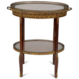 Appraisal: A Louis XVI Style Marquetry and Gilt Bronze Mounted Two-Tier