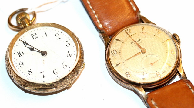 Appraisal: A CT GOLD GENTLEMANS TIMOR WRIST WATCH with gilt Roman