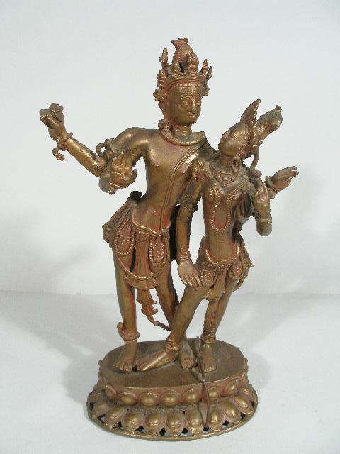 Appraisal: Antique Indian Figural Bronze depicts two standing Hindu deities one