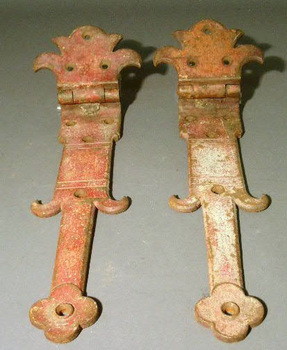 Appraisal: Pair of wrought iron strap hinges l x w