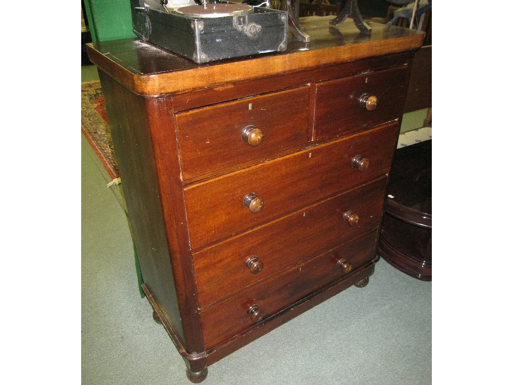 Appraisal: Mahogany veneered two over three drawer chest