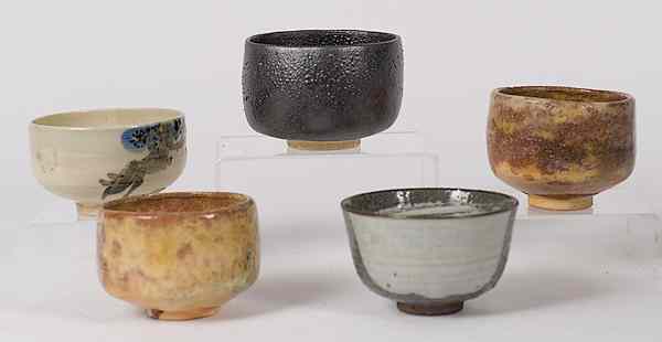 Appraisal: Japanese Tea Bowls Japanese an assembled group of five tea