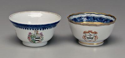 Appraisal: Two Chinese export armorial bowls one with scalloped rim blue