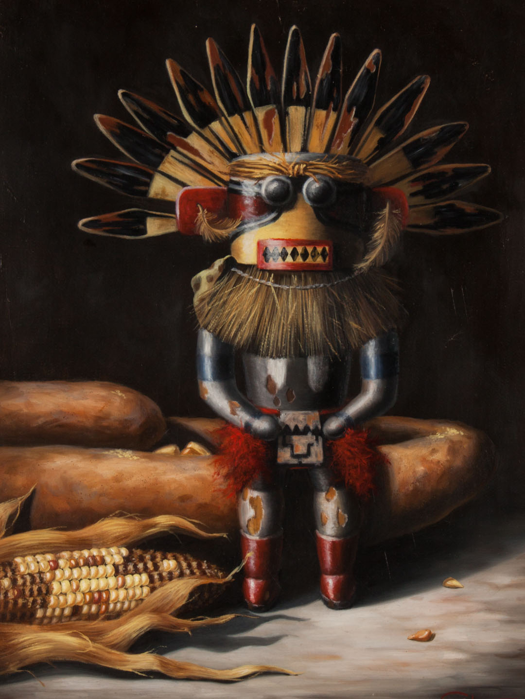 Appraisal: Carol Lee Thompson Kachina Doll oil on canvas American b