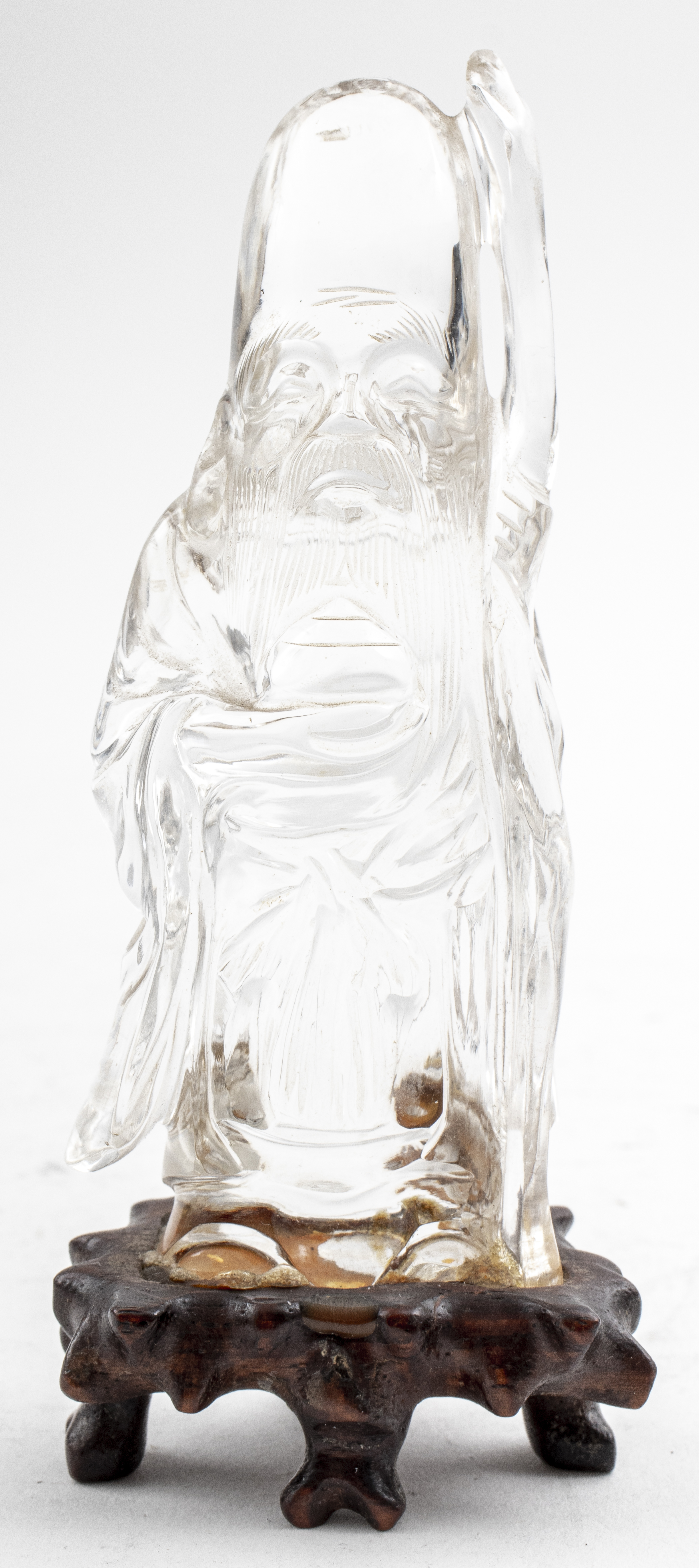 Appraisal: CHINESE ROCK CRYSTAL CARVING OF STELLAR GOD SHOUXING Chinese rock