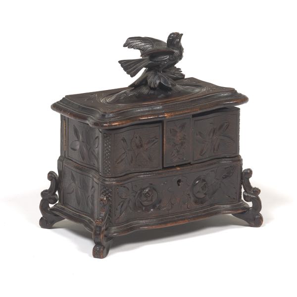 Appraisal: VICTORIAN BLACK FOREST WOODEN VANITY BOX x x Rectangular with