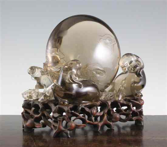 Appraisal: A Chinese smoky quartz boulder carving th century in the