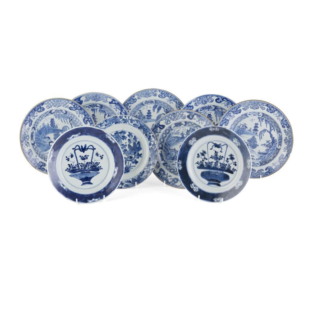 Appraisal: GROUP OF BLUE AND WHITE PLATES QING DYNASTY TH CENTURY