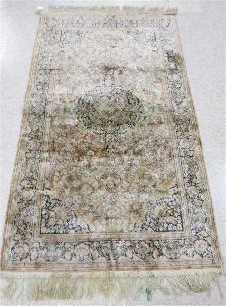 Appraisal: HAND KNOTTED SILK AREA RUG Indo-Persian silk pile on silk