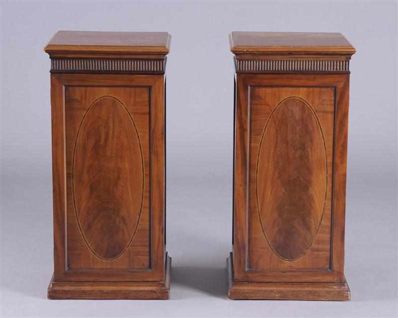 Appraisal: PAIR OF GEORGE III MAHOGANY PEDESTALS Each fluted frieze above