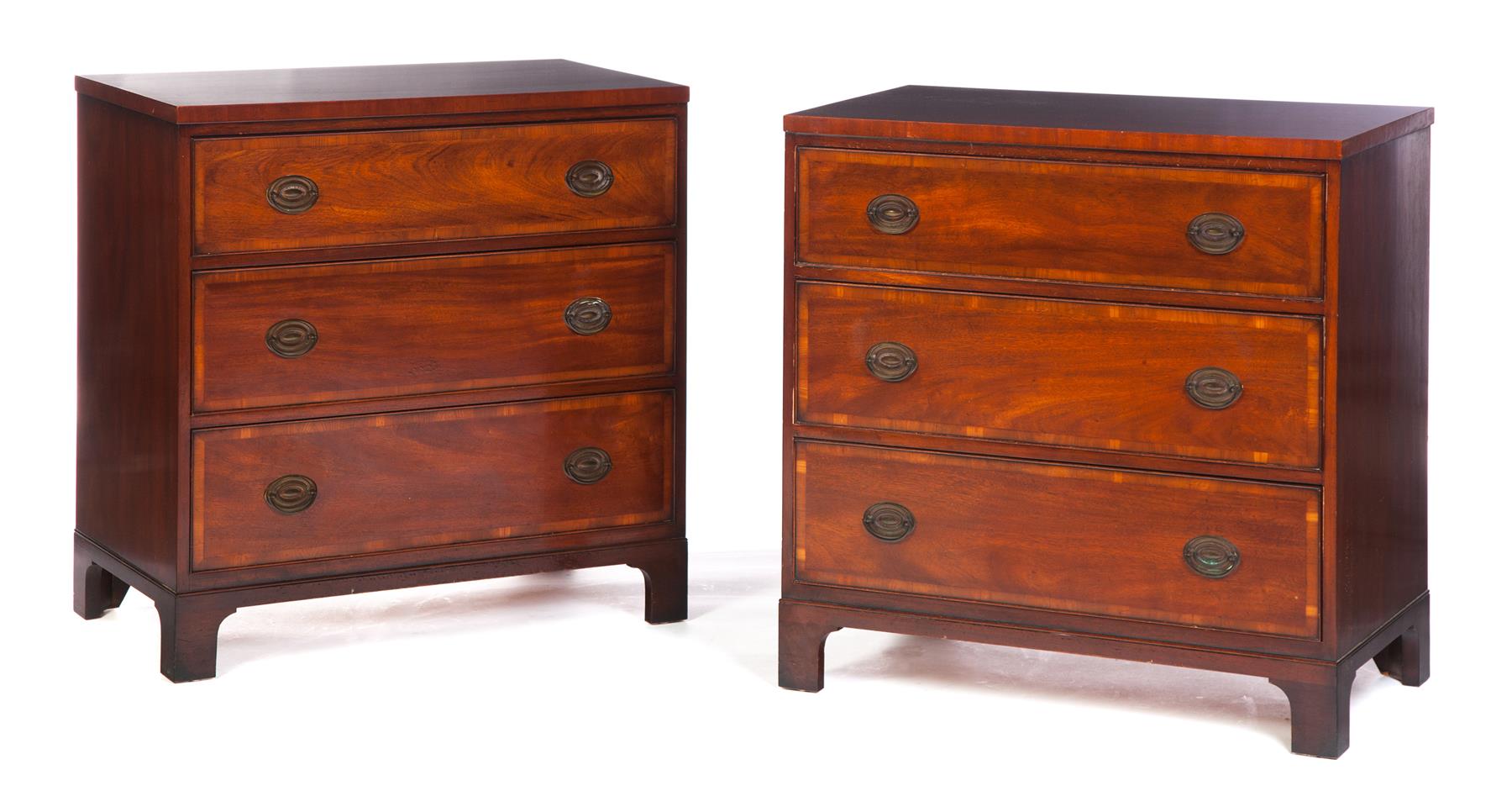 Appraisal: PAIR OF KITTINGER THREE-DRAWER CHIPPENDALE-STYLE CHESTS American nd half- th