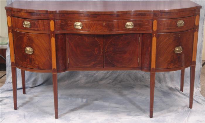 Appraisal: Pristine inlaid mahogany New York Hepplewhite sideboard th c original