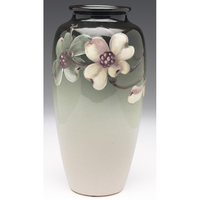 Appraisal: Weller Eocean Rose vase shouldered shape with nicely painted dogwood