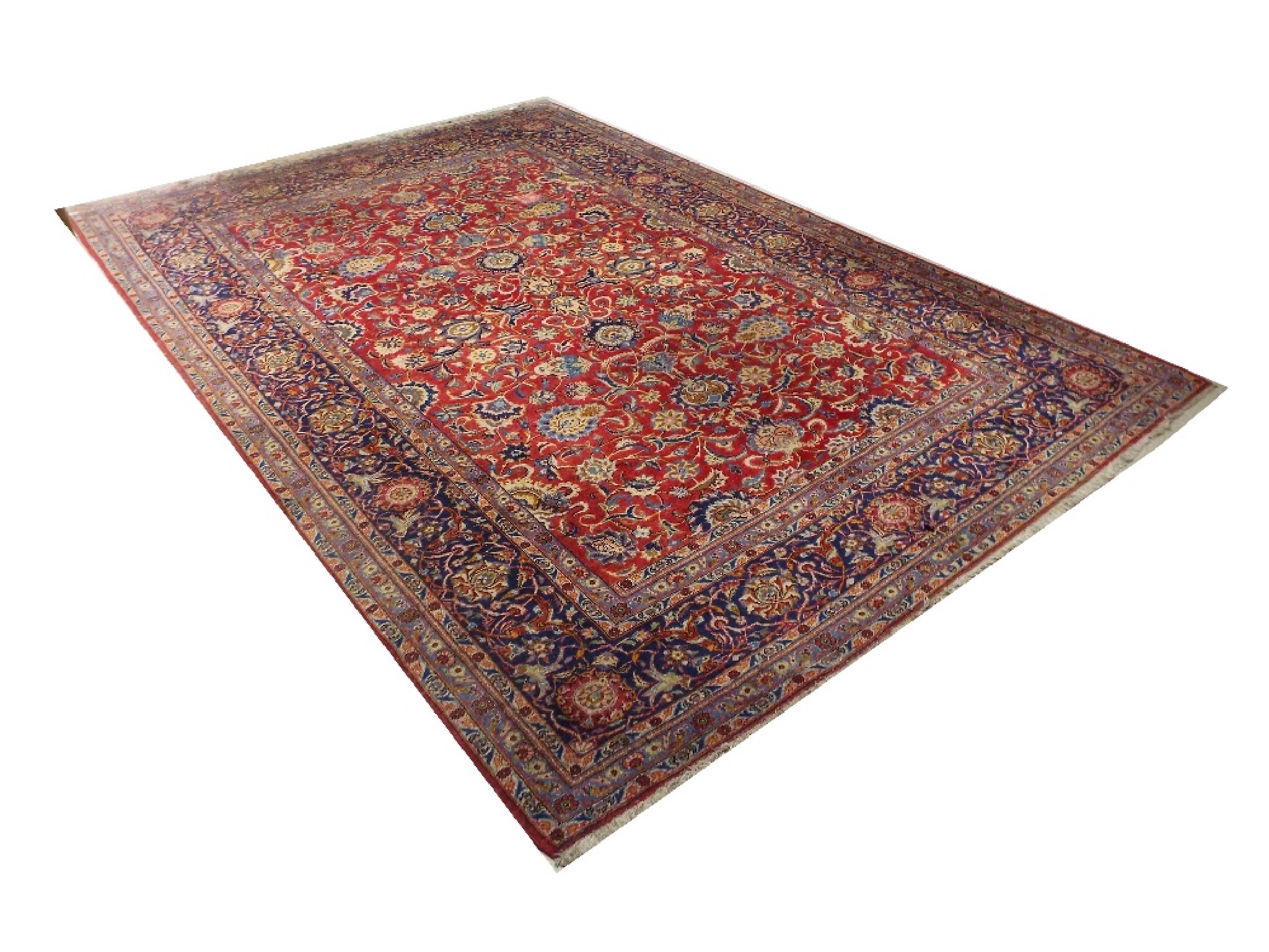 Appraisal: Persian style floor rug decorated with various scrolled floral panels