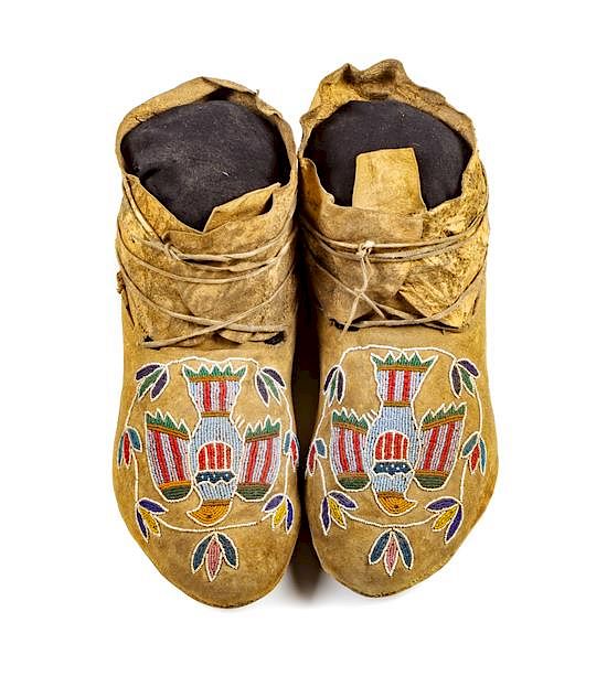 Appraisal: Dakota Sioux Beaded Moccasins Length inches Dakota Sioux Beaded Moccasins