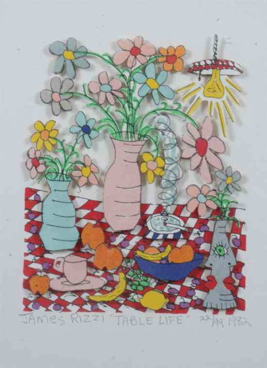 Appraisal: JAMES RIZZI American - TABLE LIFE signed titled numbered and