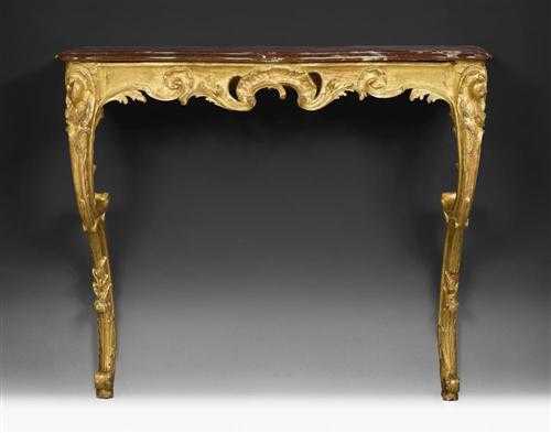 Appraisal: NARROW CARVED CONSOLE Louis XV Northern Italy circa Richly carved