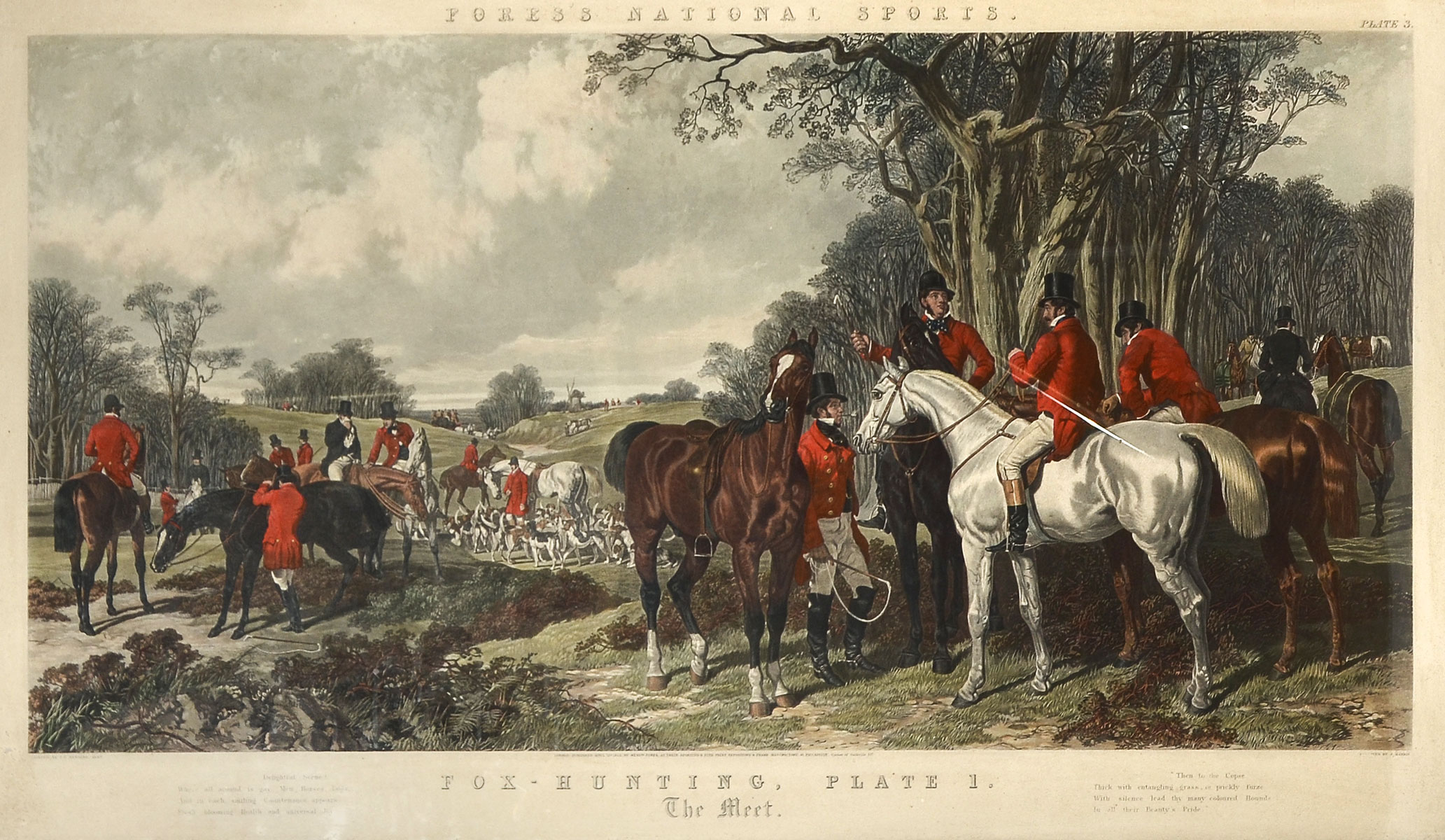 Appraisal: LARGE FOX HUNTING PRINT AFTER HERRING From Fores's National Sports