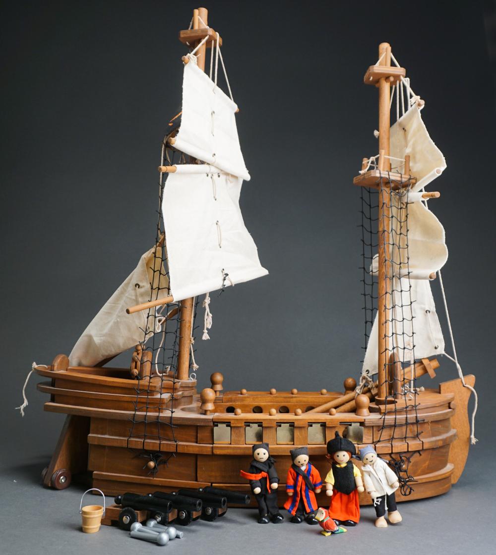 Appraisal: Wooden Model Ship with Model Sailors and Cannons