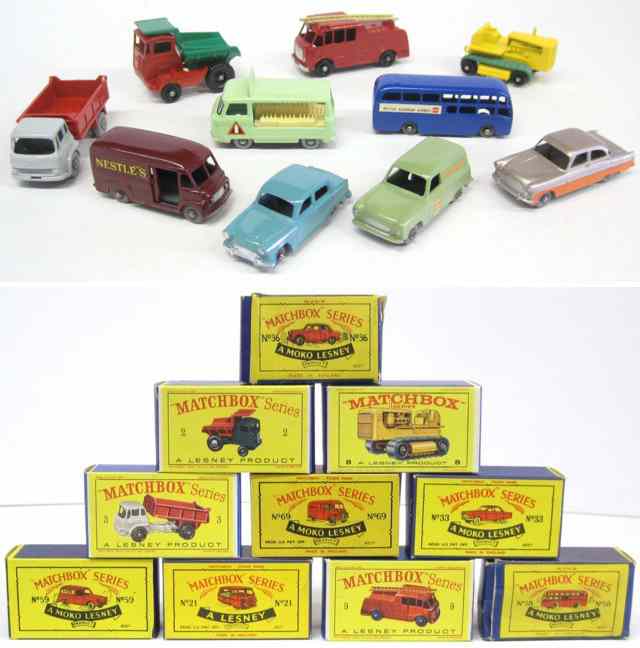 Appraisal: TEN MATCHBOX TOY VEHICLES including numbers Muir-Hill dumper Bedford tipper