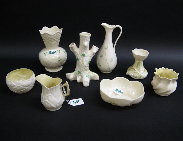 Appraisal: GROUP OF IRISH PORCELAIN COLLECTIBLES in green and brown marks