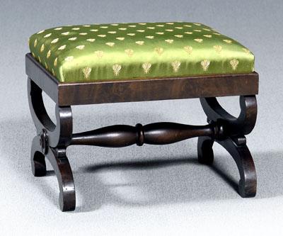 Appraisal: Classical mahogany footstool curule form with pine frame and removable