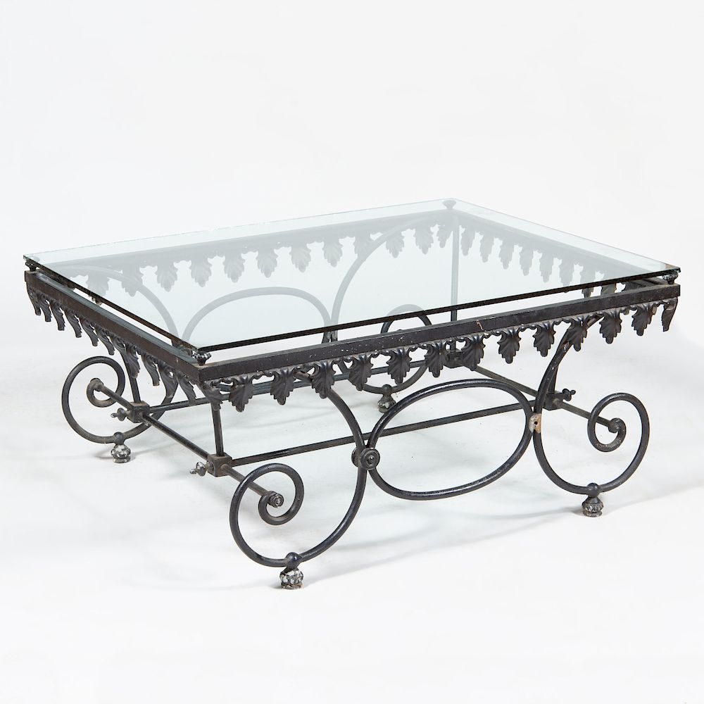 Appraisal: Baroque Style Iron and Glass Low Table x x in