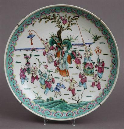 Appraisal: CHINESE FAMILLE ROSE CHARGER Enamel painted with a garden scene