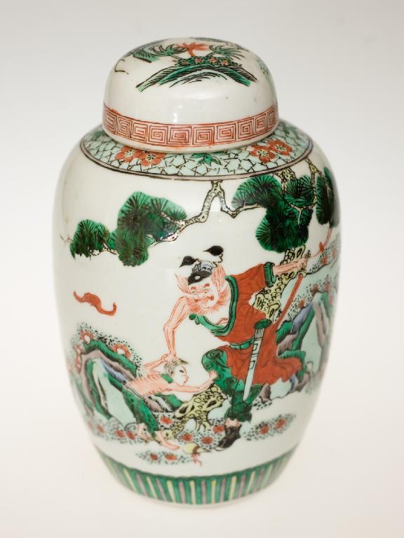 Appraisal: CHINESE FAMILLE VERTE PORCELAIN JAR AND COVER late th century