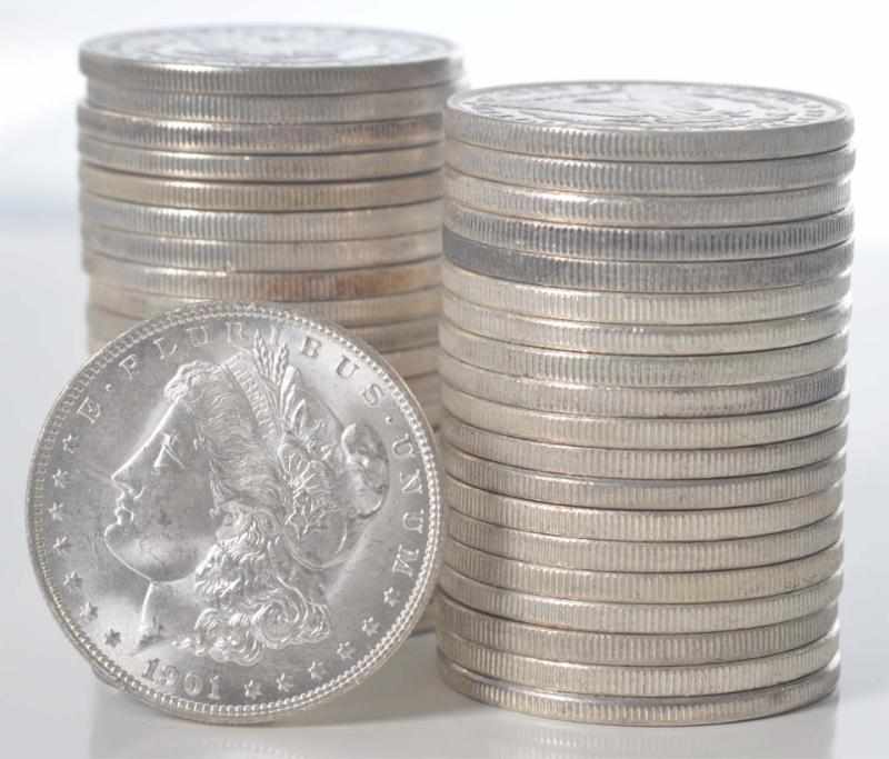 Appraisal: Lot of Morgan Silver Dollar Rolls Description coins O and