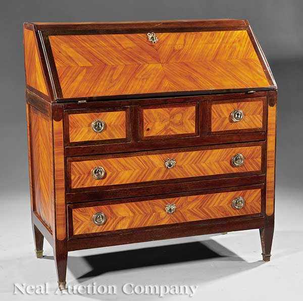 Appraisal: A French Gilt Bronze-Mounted Parquetry Secretaire early th c slant